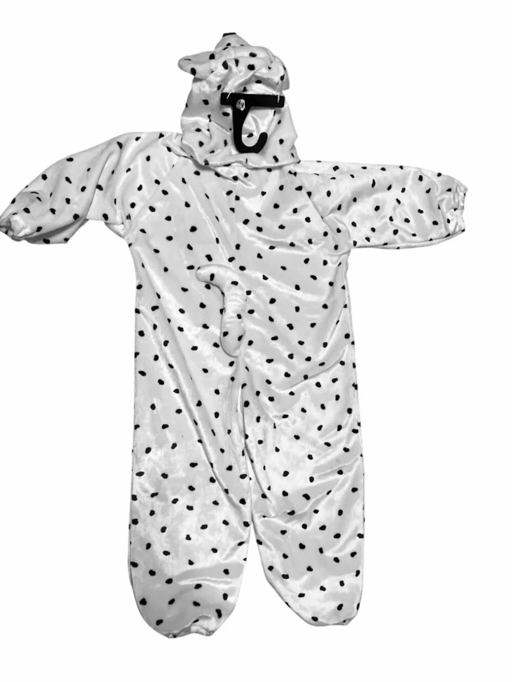 Dalmatian Dog Costume Child Zip-Up One Piece White Black Spots Cozy Fleece